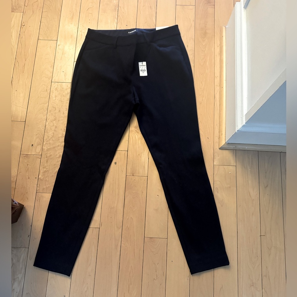 NWT EXPRESS SKINNY MID RISE STRETCH NAVY BLUE DRESS PANTS SIZE 12